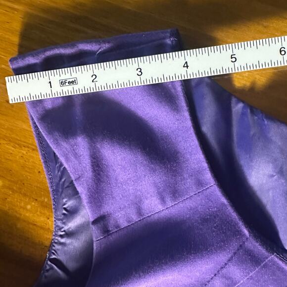 Calvin Klein Sheath Pleated Scoop Neck Cap Sleeve Belted Size 10 Purple Dress - Picture 5 of 8